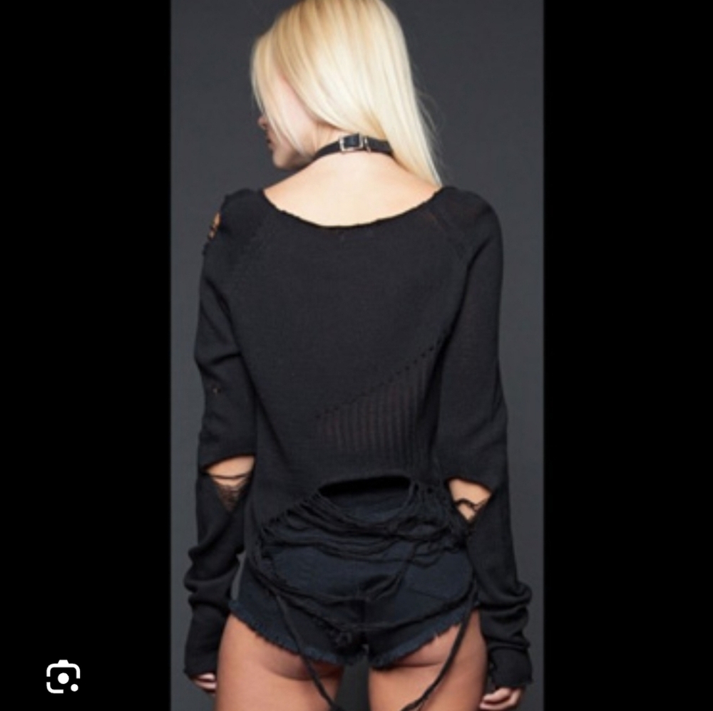 🖤 Lip Service Black Distressed Sweater
